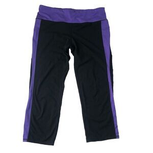 Gap Fit Women’s Capri Cropped Leggings Purple Black Waist Pocket Size Medium